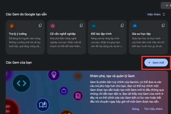 5 bước tạo trợ lý AI cá nhân miễn phí với Gemini Gems 14 Chọn Gem mới