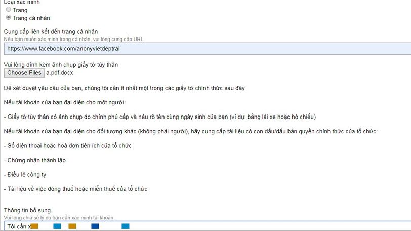 Các vấn đề cần chuẩn bị để làm Tick xanh Facebook cá nhân 6 làm Tick xanh Facebook