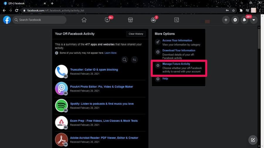 Cách chặn Facebook theo dõi bạn toàn tập 31 Manage Future Activity