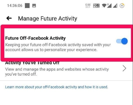 Cách chặn Facebook theo dõi bạn toàn tập 26 Future Off-Facebook Activity button off
