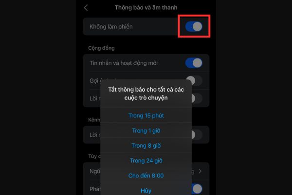 Kích hoạt chế độ Không làm phiền