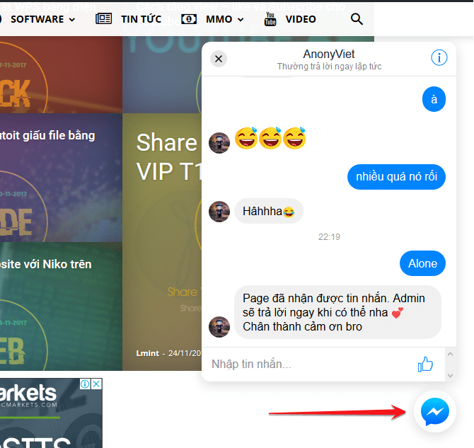Cách cài đặt live chat Facebook cho Website 5