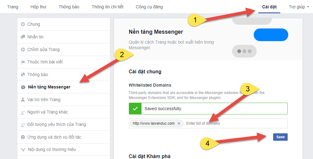 Chat live facebook cho website