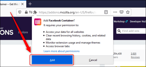 Cách dùng Facebook Container để ngăn Facebook theo dõi bạn 10 Add Facebook Container