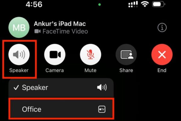 Nhấn vào biểu tượng loa và chọn Apple TV