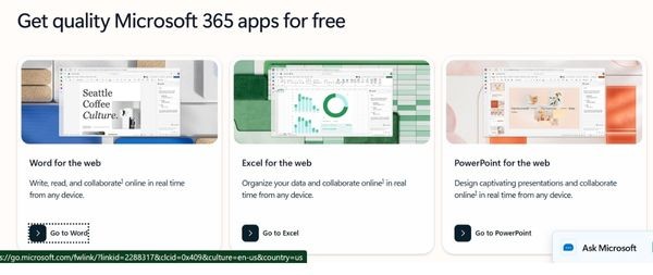Cách dùng Microsoft 365 miễn phí, không cần cài đặt 8 Bước 3: Lựa chọn ứng dụng cần dùng