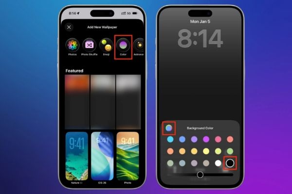 Cách đổi hình nền iPhone sang màu trơn, không cần tải ảnh 12 hấn chọn vào mục Màu sắc