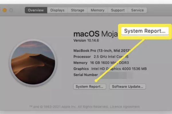 Cách kiểm tra VRAM trên Mac để biết máy bạn có đủ mạnh để chơi game 10 Nhấp vào nút Báo cáo hệ thống