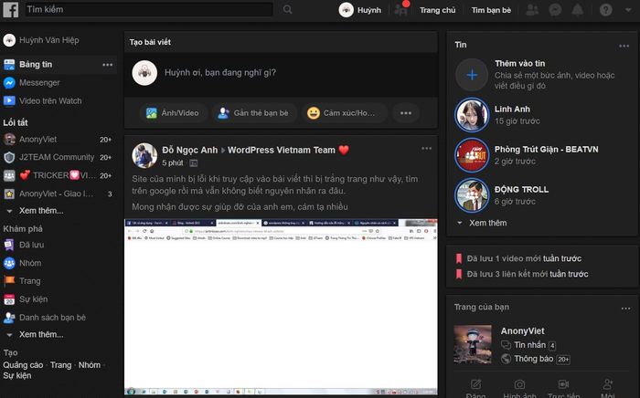 Cách làm Facebook Night Mode ?? trên máy tính và điện thoại 18 Bật chế độ Facebook Night Mode trên máy tính