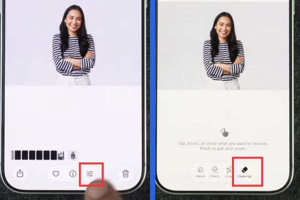 Cách làm mờ khuôn mặt trên iPhone, không cần tải app 10 Nhấn vào biểu tượng Clean Up