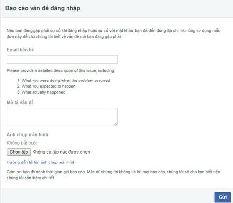 trang Báo cáo vấn đề đăng nhập unlock checkpoint 72h