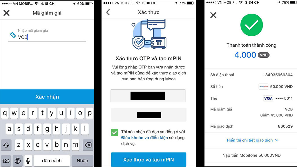 Cách mua card điện thoại 50k chỉ tốn 4k với MOCA 13