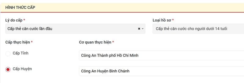 Cách đăng ký làm căn cước cho trẻ dưới 14 tuổi online tại nhà 21 Tiếp tục điền thông tin
