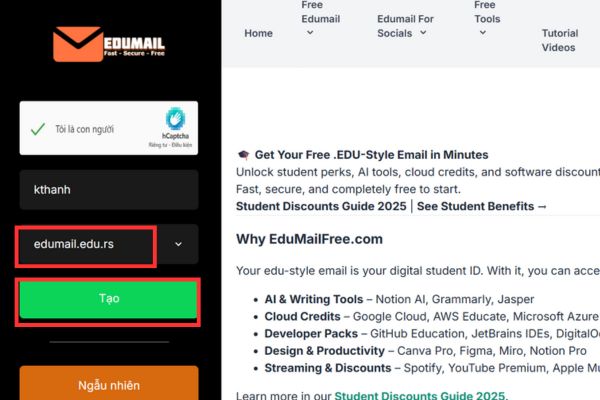 Sở hữu một email giáo dục (.edu) tạm thời