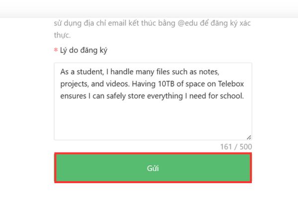 Điền thông tin rồi nhấn Gửi