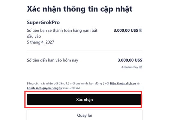 Bấm Xác nhận