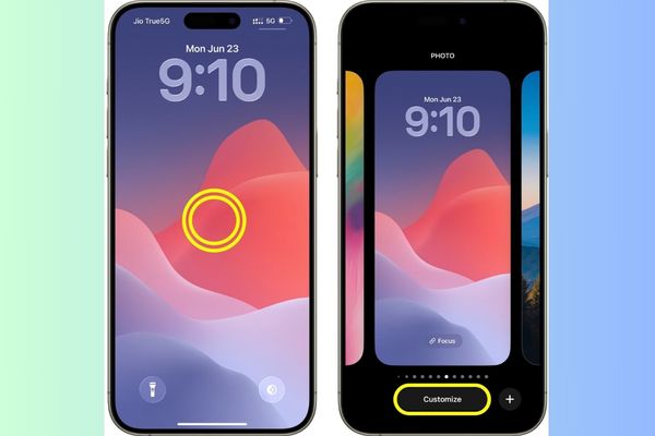 Cách phóng to đồng hồ màn hình khoá iPhone iOS 26 12 Nhấn vào nút Customize