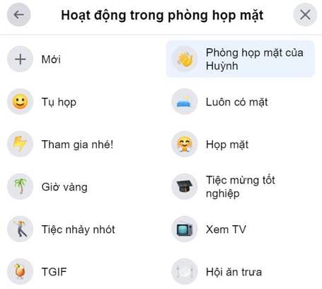 Hoạt động trong phòng họp mặt