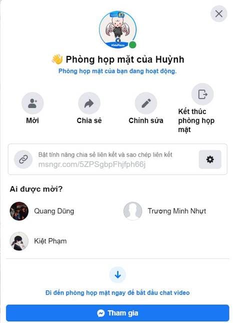 Tạo phòng họp mặt