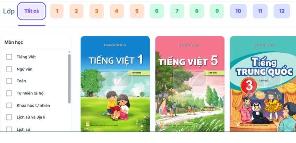 Cách sử dụng sách giáo khoa online miễn phí từ lớp 1 đến lớp 12 14 Nhấn chọn vào khối lớp học