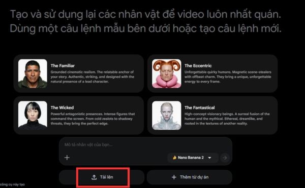 Cách tự tạo App Video AI để dùng Omni, Nano Banana không cần API Key 20 Tải lên hình ảnh nhân vật