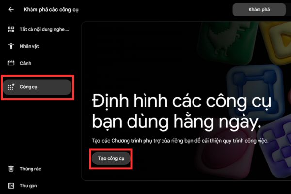Cách tự tạo App Video AI để dùng Omni, Nano Banana không cần API Key 24 Chọn Tạo công cụ