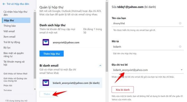 Cách tạo Mail Yahoo ảo để đăng ký Clone Facebook 10 Tạo bí danh (Alias) Yahoo Mail!