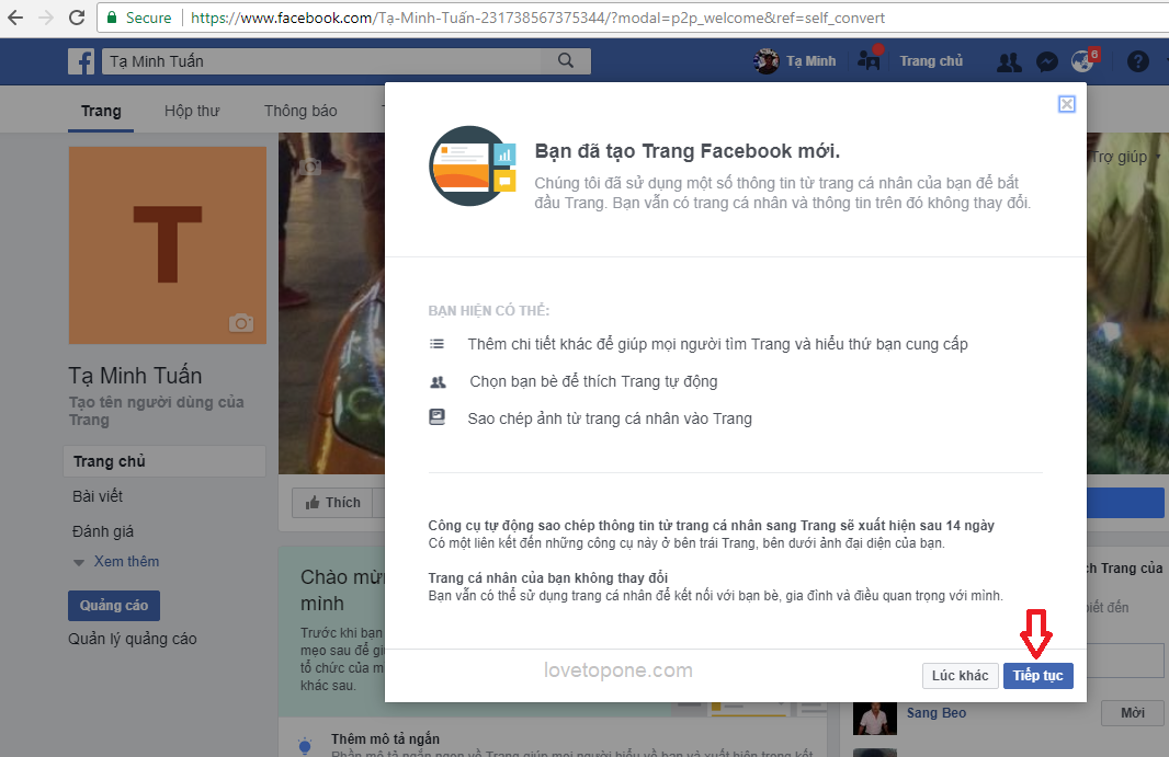 Cách tạo mới Facebook cá nhân thành Fanpage mới nhất 12 Cách tạo mới Facebook cá nhân thành Fanpage mới nhất 7