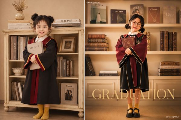 Cách tạo ảnh Tốt nghiệp mầm non cho bé đẹp như Studio 14 Phong cách trí thức cho bé