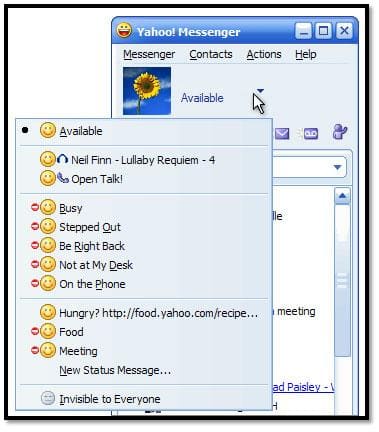 status yahoo messenger