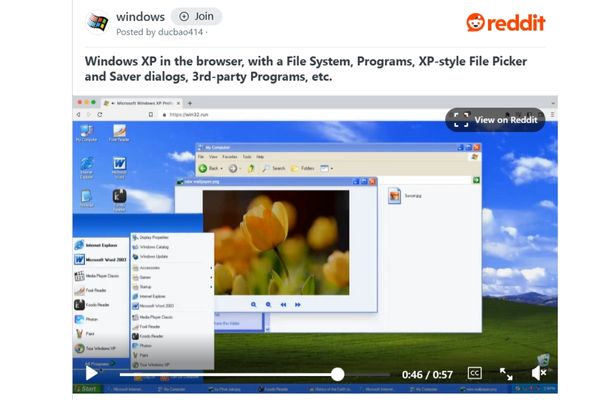 Những giới hạn khi trải nghiệm Windows XP online