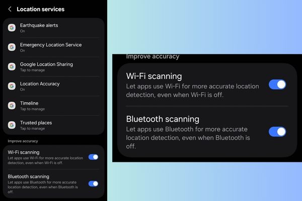 Cách tránh bị theo dõi trên Android: Tắt ngay 3 tính năng này! 12 Tắt Wi-Fi scanning và Bluetooth scanning