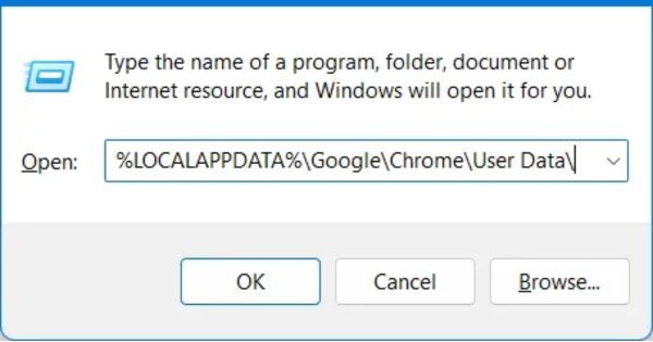 Nhập %LOCALAPPDATA%\Google\Chrome\User Data