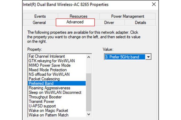 Chọn tùy chọn Prefer 5GHz band