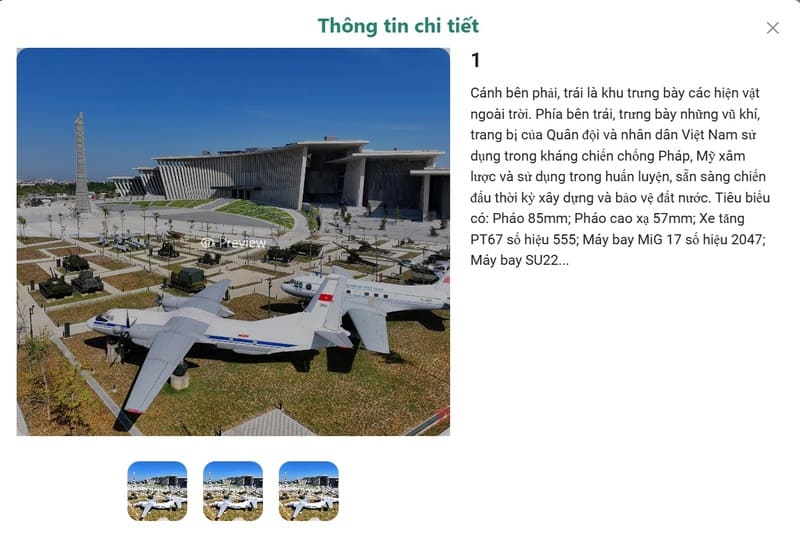 Xem thông tin chi tiết của từng hiện vật