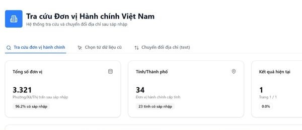 Công cụ tra cứu thông tin 34 tỉnh thành nhanh chóng