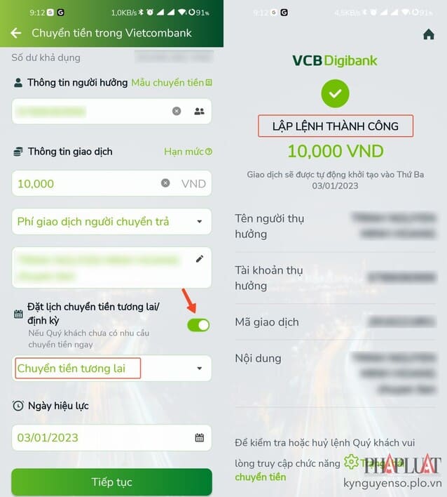 Cảnh giác lừa đảo bằng tính năng chuyển tiền tương lai của vietcombank 8 Cảnh giác lừa đảo bằng tính năng chuyển tiền tương lai của vietcombank 6
