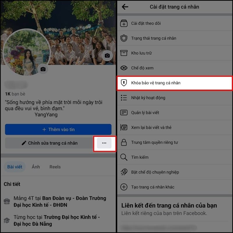 Hướng dẫn bật/tắt khóa bảo vệ trang cá nhân Facebook 10 Bấm vào phần ‘Khóa bảo vệ trang cá nhân’
