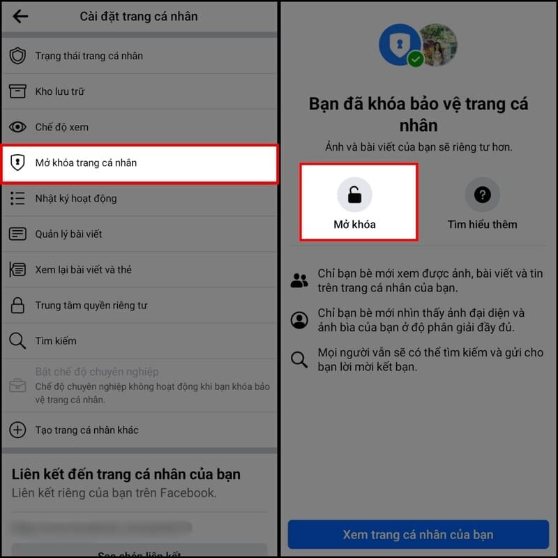 Hướng dẫn bật/tắt khóa bảo vệ trang cá nhân Facebook 12 Các bước mở khóa bảo vệ trang cá nhân Facebook