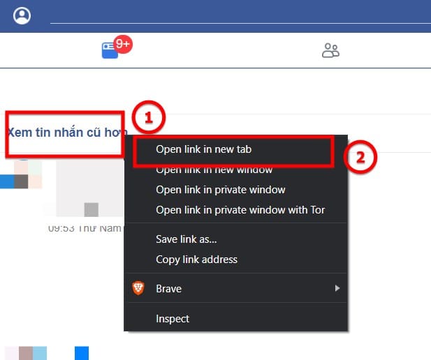 Hướng dẫn đọc lại tin nhắn đầu tiên trên Messenger 13 Mở tin nhắn cũ hơn trên tab mới