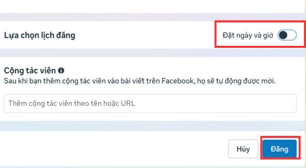 Nhấn nút Đăng để đăng bài ngay lập tức