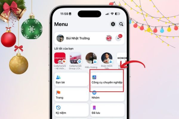 Hướng dẫn cách kiếm tiền từ Facebook cá nhân 16 Mục "Công cụ chuyên nghiệp" xuất hiện