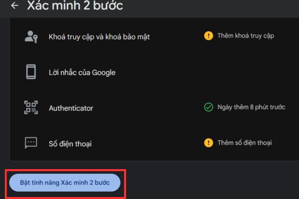 Hướng dẫn cách nhận Google AI Pro 1 năm miễn phí cho tài khoản mới 35 Bấm tiếp Bật tính năng xác minh 2 bước lên