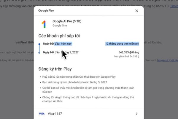 Hướng dẫn cách nhận Google AI Pro 1 năm miễn phí cho tài khoản mới 42 Thêm thẻ Visa/Mastercard hoặc ví Momo