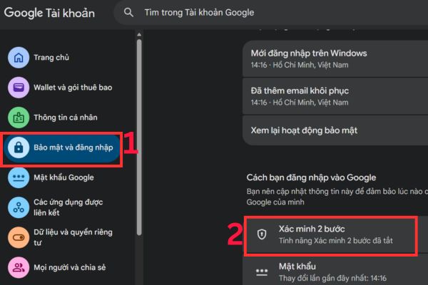 Hướng dẫn cách nhận Google AI Pro 1 năm miễn phí cho tài khoản mới 27 Tìm đến mục Xác minh 2 bước