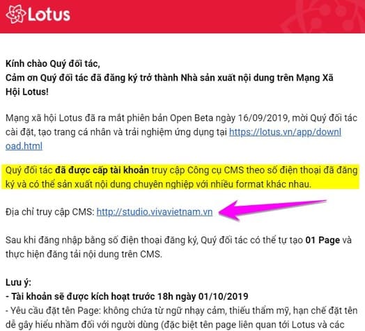 Hướng dẫn cách tạo Page (Kênh) trên MXH Lotus 14 Nhận Email đăng nhập Kênh Lotus