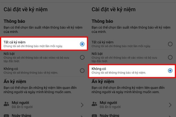 Chọn mục Không có