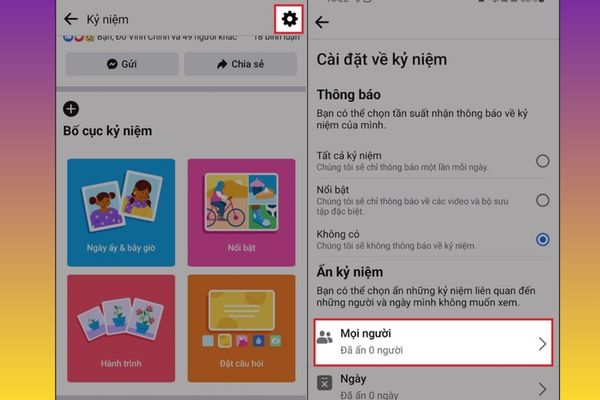 Tìm đến mục Ẩn kỷ niệm