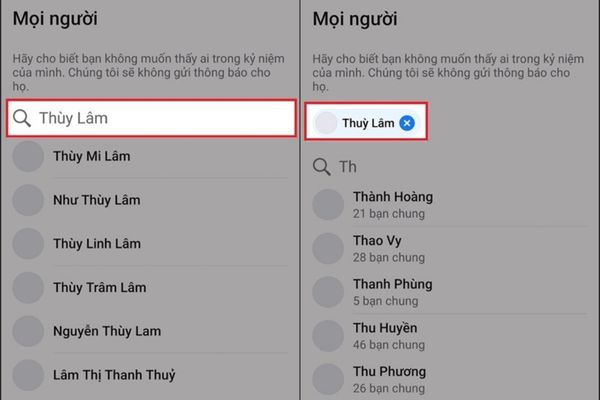 Ẩn kỷ niệm với những người cụ thể