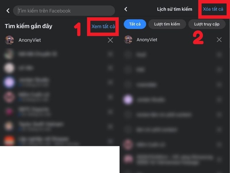 Hướng dẫn cách xóa lịch sử tìm kiếm trên Facebook 18 Cách xóa lịch sử tìm kiếm trên Facebook